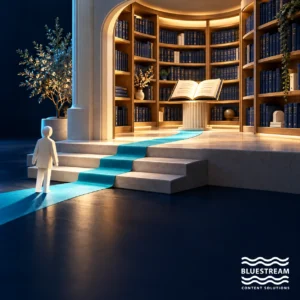 A paper figure follows a clear path to an open book, illustrating accessible portal navigation.