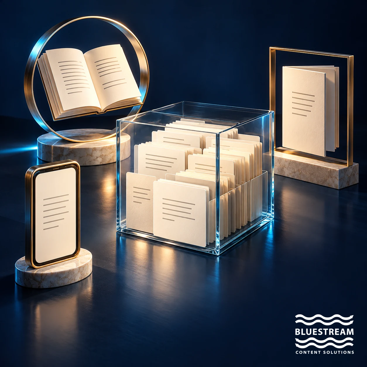 One content repository supplies separate publication formats, illustrating a headless CCMS.