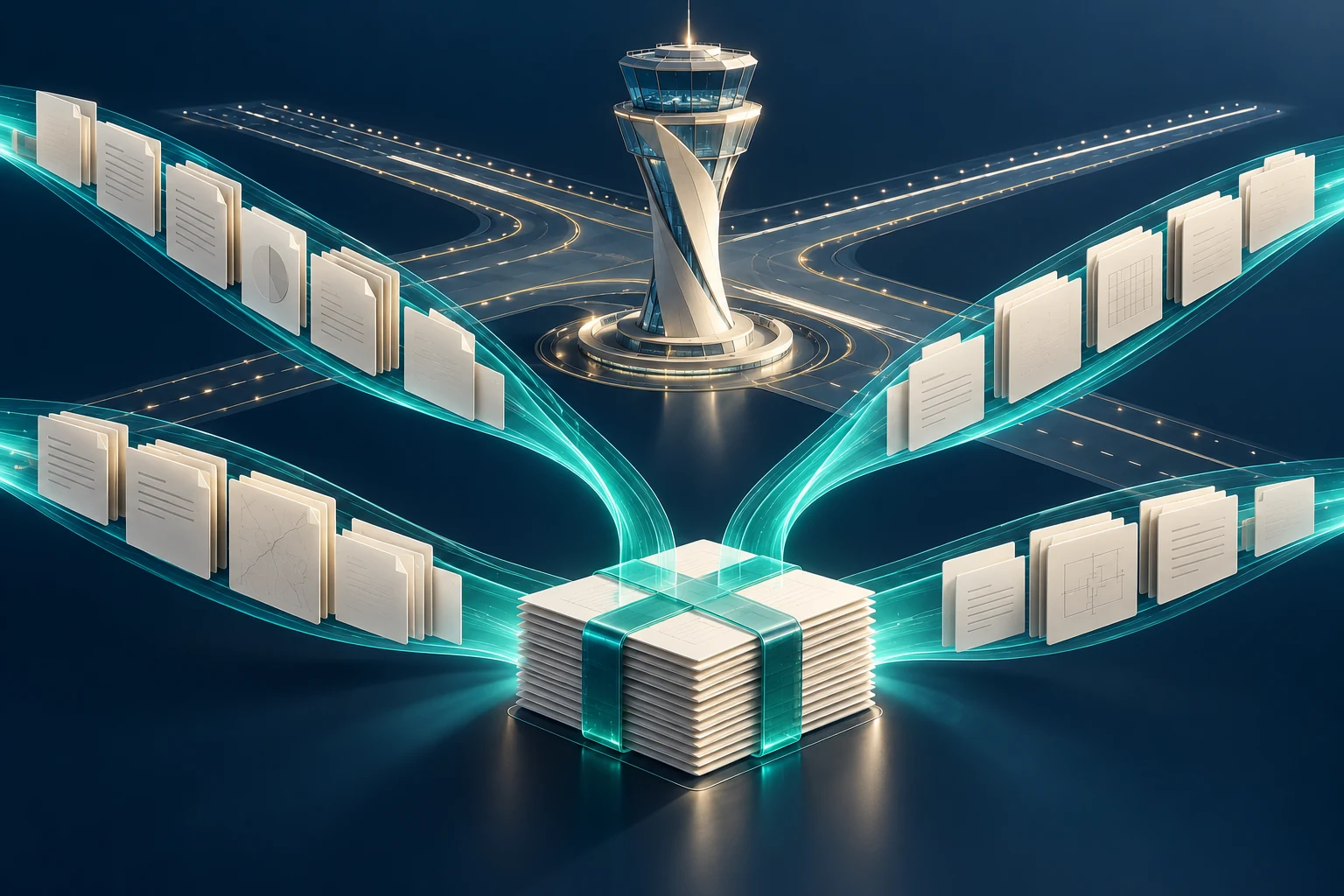Conceptual illustration of Indra Navia’s structured-content workflow
