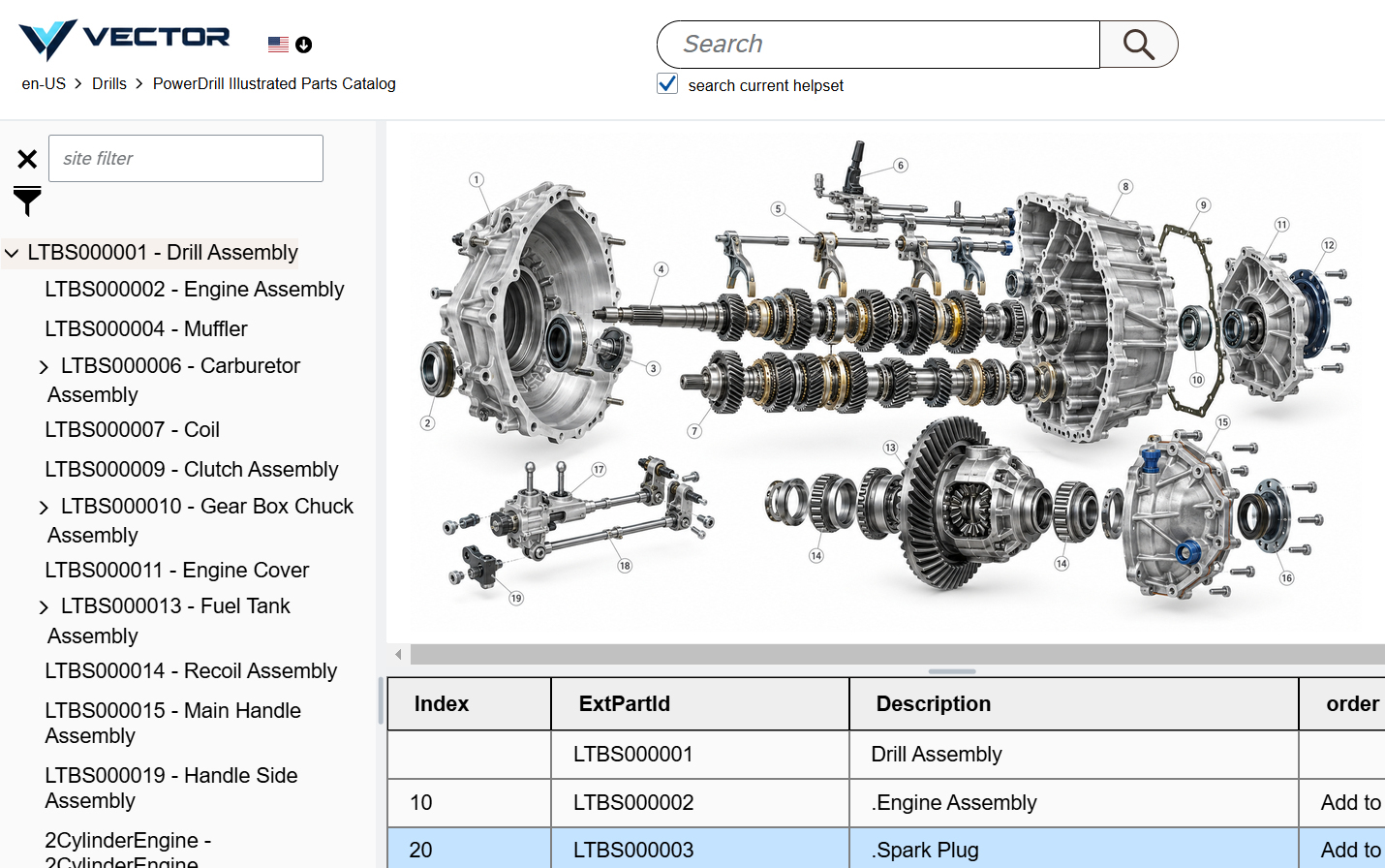 Automotive illustrated parts catalogue concept with an exploded transmission and differential assembly.